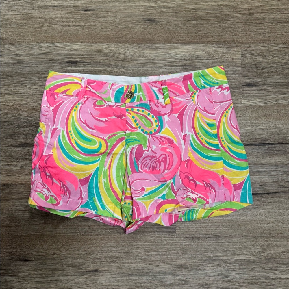 Lilly Pulitzer Pink and Green Callahan 5in inseam Shorts